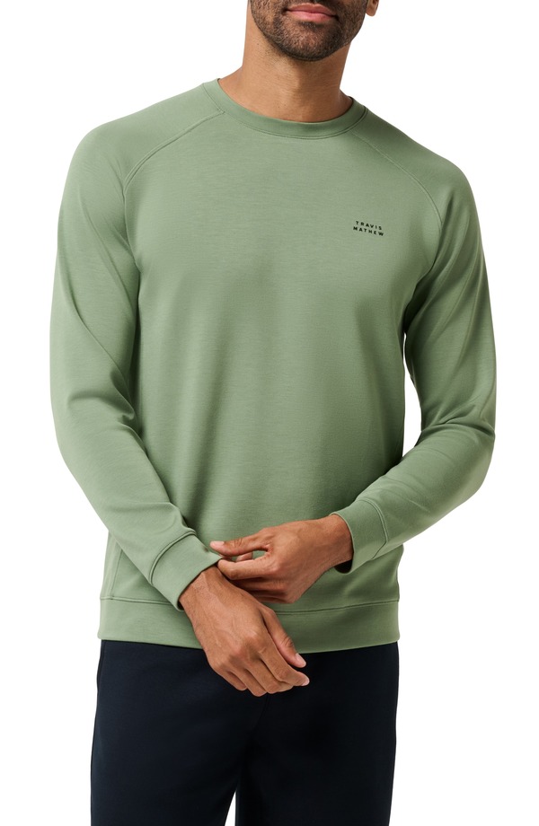 トラビスマヒュー メンズ アウター パーカー・スウェット クルーネック シャツ TravisMathew Fibercloud Crewneck Sweatshirt Balsam Green グリーン｜ReVida 店