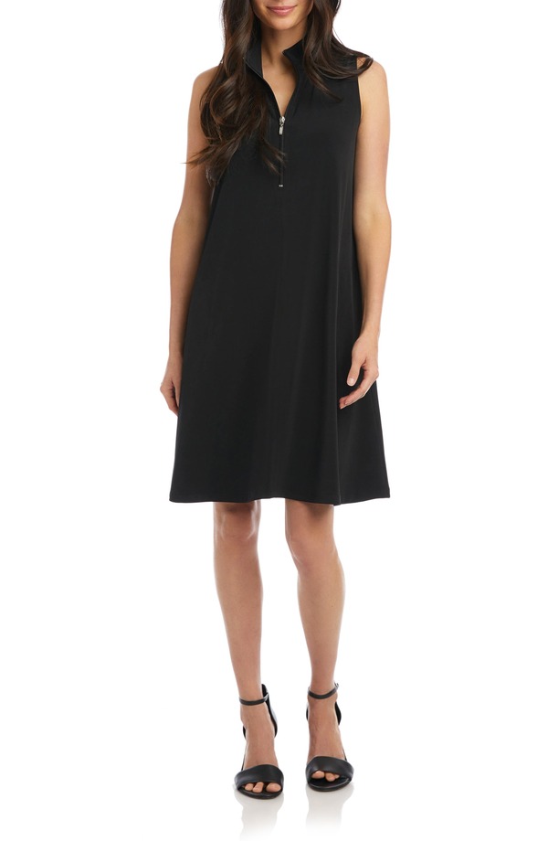 カレンケーン レディース トップス ワンピース ハーフジップ ジャージー Karen Kane Travel Jersey Half Zip Shift Dress Black ブラック