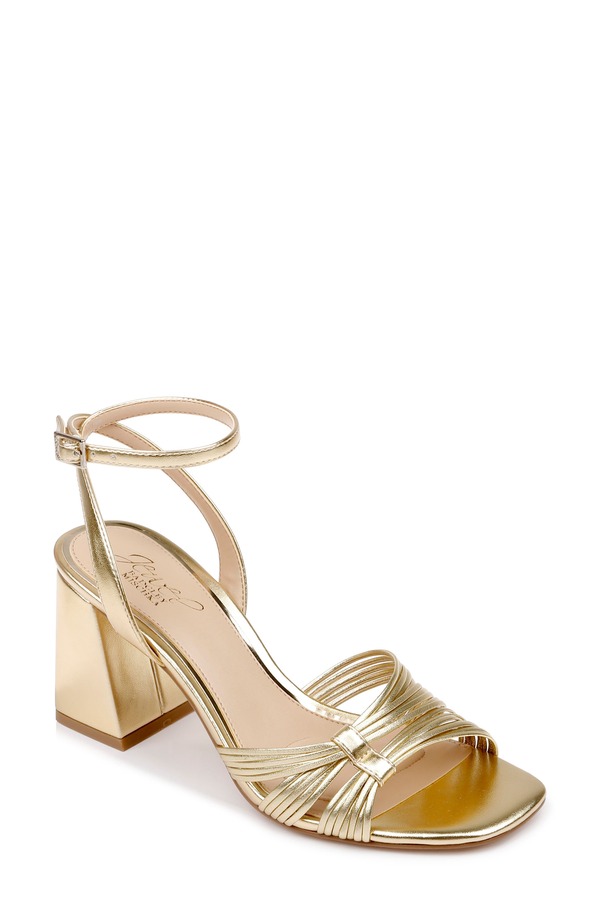 ジュウェルダグレイミシュカ レディース シューズ 踵 サンダル アンクル Jewel Badgley Mischka Michelle Ankle Strap Sandal Gold Leath ゴールド