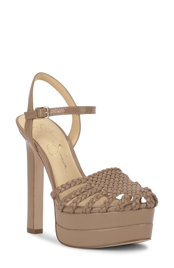 ジェシカシンプソン レディース シューズ 踵 Jessica Simpson Inaia Basketweave Pump Medium Brown 赤銅色