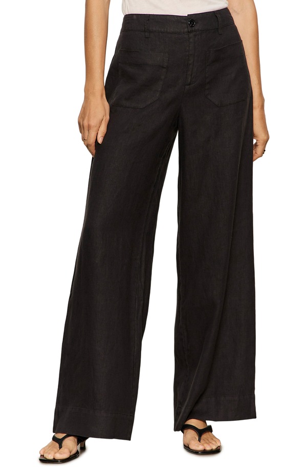 サンクチュアリー レディース ボトムス レギンス ワイドレッグ パンツ リネン Sanctuary The Marine Linen Wide Leg Pants Black ブラック