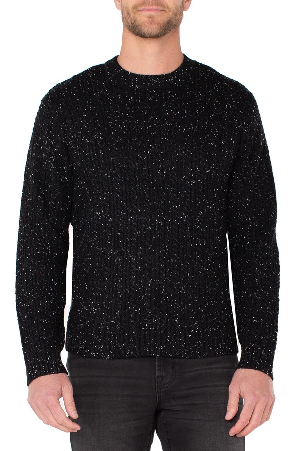 リヴァプール ロサンゼルス メンズ アウター パーカー・スウェット クルーネック セーター Liverpoolos Angeles Cable Crewneck Sweater Black ブラック｜ReVida 店