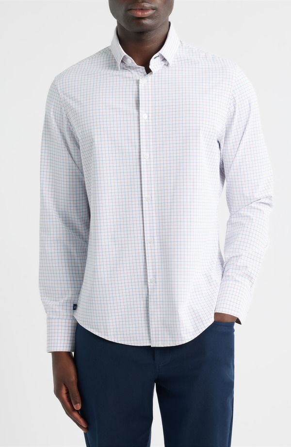 ミズンメイン メンズ トップス プルオーバー Mizzen+Main Leeward No Tuck Trim Fit Performance Button-Up Shirt Mulberry Conrad Tattersall メンズファッション-トップス-カジュアルシャツ