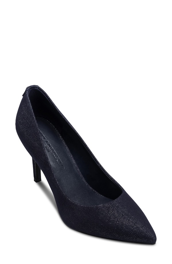長い巻き毛 ラガーフェルド レディース シューズ 踵 スパンコール KARLAGERFELD PARIS Royale Sequin Pump Dark Navy 米国海軍
