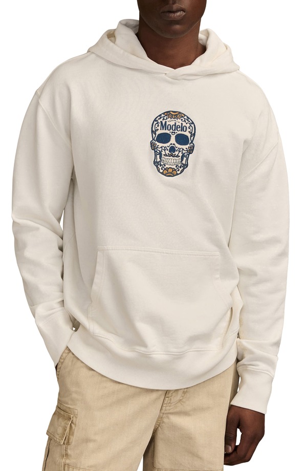 ラッキーブランド メンズ アウター パーカー・スウェット 刺繍 Lucky Brand Modelo Small Skull Embroidered Hoodie Cloudancer