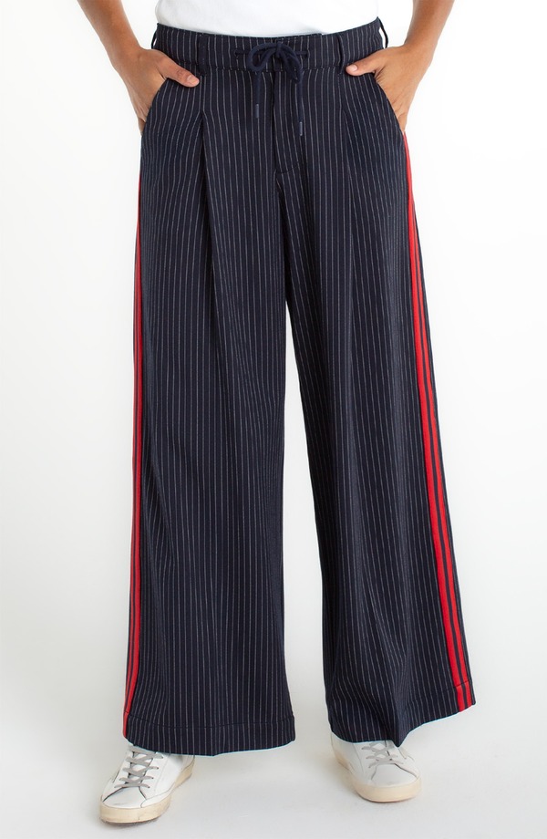 リヴァプール ロサンゼルス レディース ボトムス レギンス プリーツ パンツ Liverpoolos Angeles Pinstripe & Side Stripe Pleatedrawstring Pants Dp Mdnite Strp ストライプ