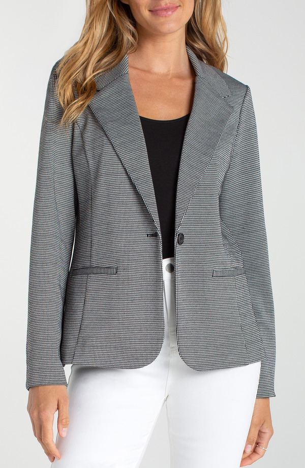 リヴァプール ロサンゼルス レディース アウター ジャケット・ブルゾン ブレザー Liverpoolos Angeles Check One-Button Blazer Black/White Mini Check ホワイト|ReVida 店