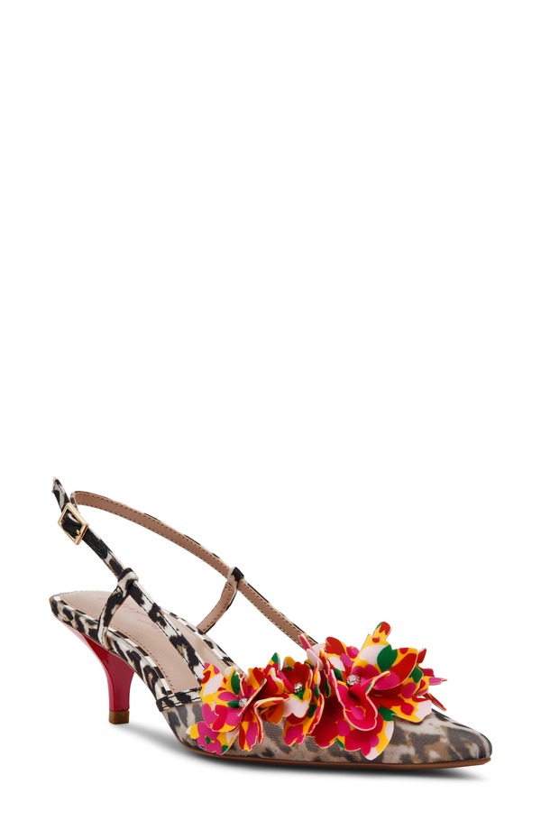 ベッツィジョンソン レディース シューズ 踵 Betsey Johnson Baylee Pointed Toe Slingback Pump Leopard Multi マルチ色つや