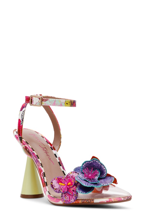 ベッツィジョンソン レディース シューズ パンプス フラワー柄 サンダル アンクル フラワー Betsey Johnson Chelsie Floral Ankle Strap Sandal White Multi ホワイト