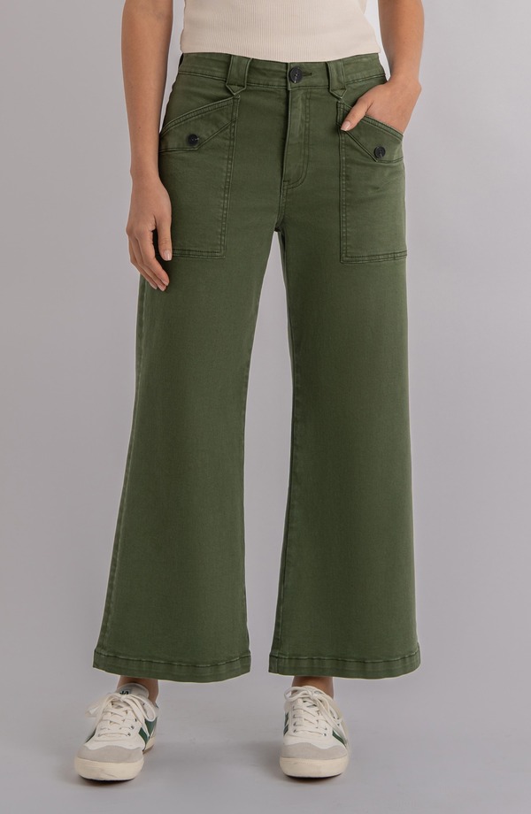 カットフロムザクロス レディース ボトムス レギンス ワイドレッグ ハイウエスト パンツ KUT from the Kloth Meg High Waist Wide Leg Utility Pants Dill