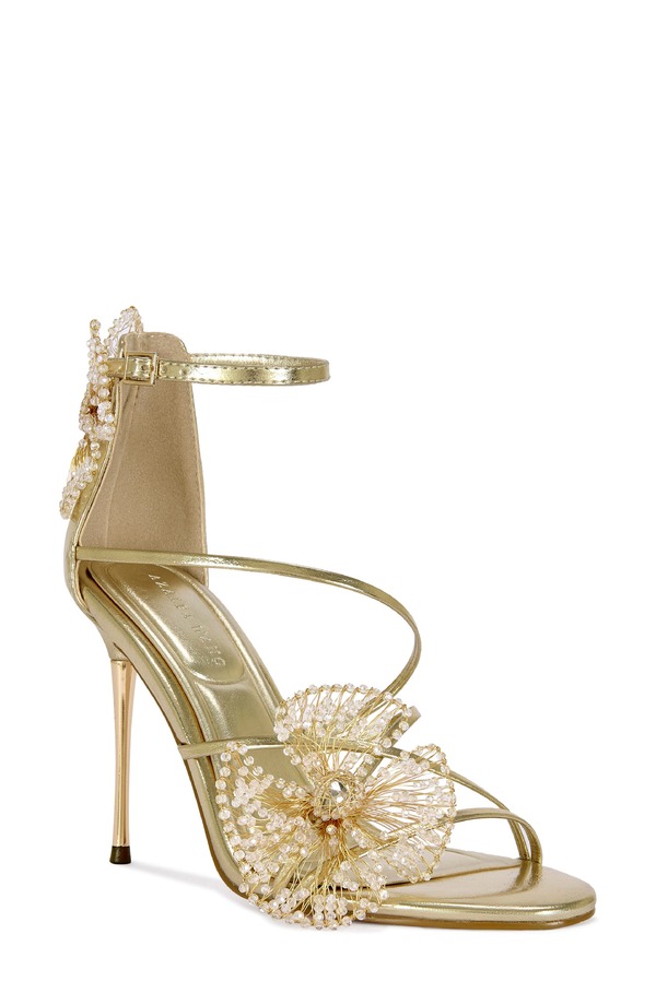アザレア 一 レディース シューズ 踵 サンダル AZALEA WANG Evathe Strappy Sandal Gold ゴールド