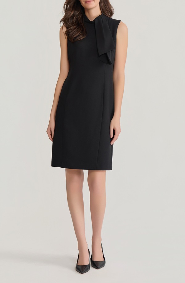 カスパール レディース トップス ワンピース ノースリーブ KASPER Neck Tie Sleevelessheath Dress Black ブラック