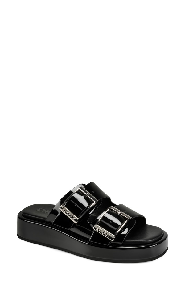ダナ キャラン ニューヨーク州 レディース シューズ 踵 プラットホーム サンダル DKNY Leocadia Platform Sandal Black 黒いこと