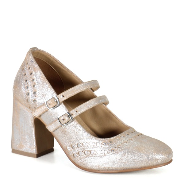 ディバトゥルー レディース シューズ 踵 なめし革 Diba True JET LINER Leather Mary Jane Heel Silver しろがね色