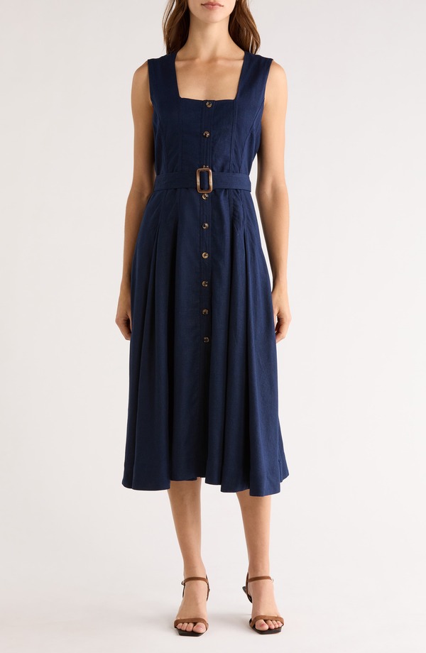 セセ レディース トップス ワンピース ミディ CeCe Belted Midi Dress Classic Navy ネイビー