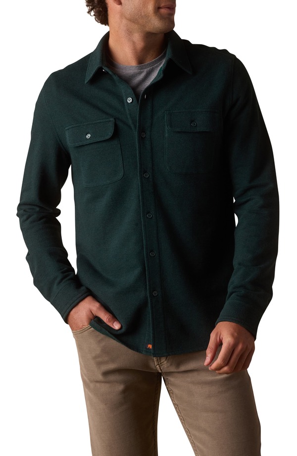 ノーマルブランド メンズ トップス シャツ ニット The Normal Brand Textured Knit Long Sleeve Button-Up Shirt Emerald エメラルド 25,056円
