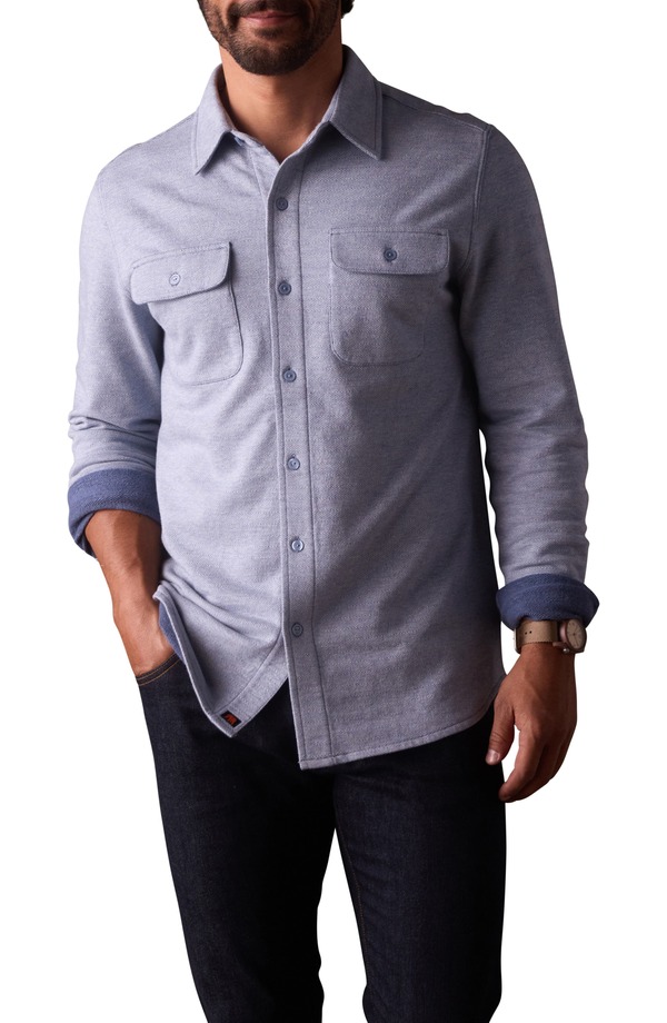 ノーマルブランド メンズ トップス シャツ ニット The Normal Brand Textured Knit Long Sleeve Button-Up Shirt Vintage Blue ブルー 26,100円