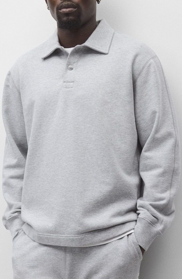 レイニングチャンプ メンズ アウター パーカー・スウェット パイル シャツ Reigning Champ Midweighterry Rugby Sweatshirt Heather Grey グレー