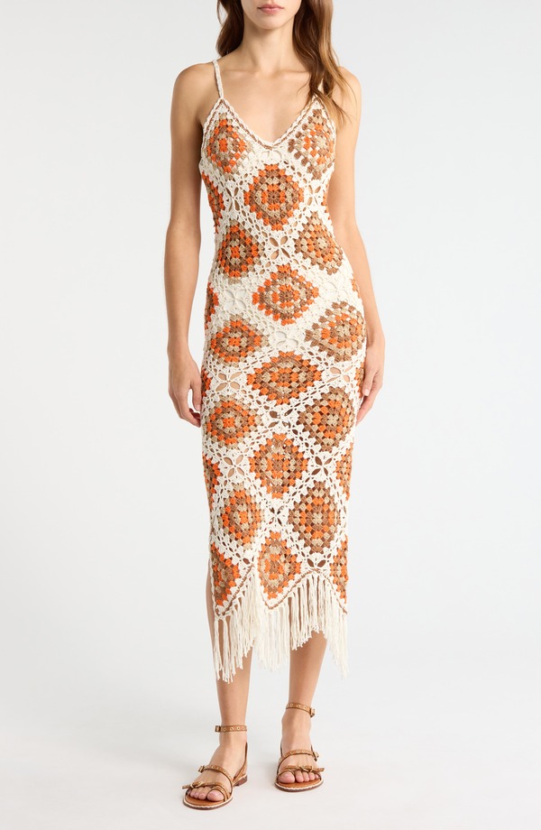 エラン レディース トップス 衣装 マキシ Elan Crochet Maxi Cover-Up Dress White Clay Combo 白いこと