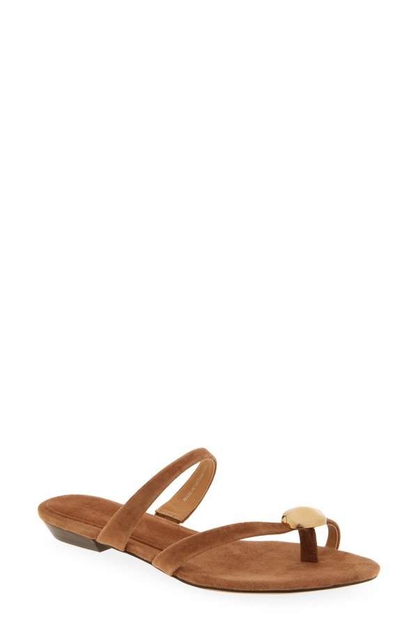 メイドウェル レディース シューズ サンダル Madewell The Mila Hardware Toe Loop Slide Sandal Aged Cognac
