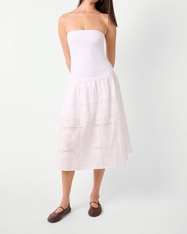 ウィ ウォー ワット レディース トップス ワンピース リブ ミディ コットン WeWoreWhat Ribbed Cotton Midi Dress White Multi ホワイト 25,418円