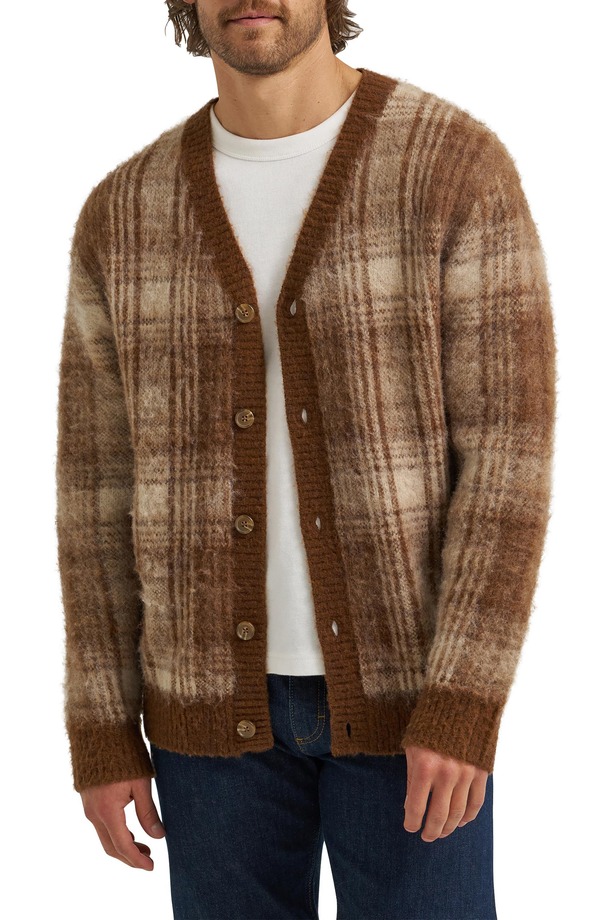 リー メンズ アウター パーカー・スウェット カーディガン Lee Plaid Oversize Cardigan Arabica Ochre Plaid チェック