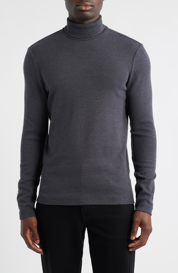 エージー メンズ トップス シャツ タートルネック セーター コットン AG Canon Turtleneck Cotton Blend Sweater Heather Charcoal チャコール｜ReVida 店