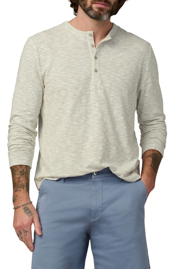 ジョーズ メンズ トップス Tシャツ Joe'stripe Long Sleeve Henley Seagrass ストライプ