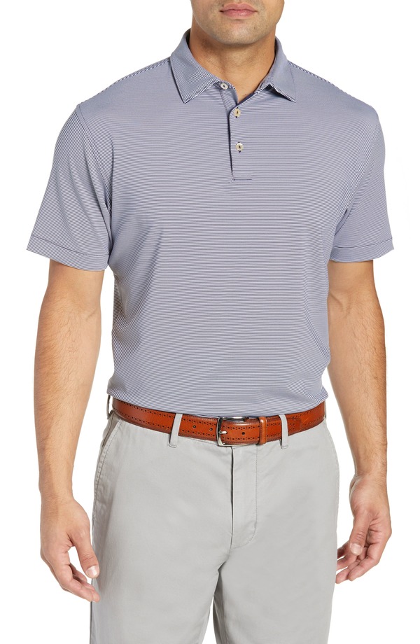 ピーター・ミラー メンズ トップス ポロシャツ Peter Millar Jubilee Striperformance Golf Polo Navy Blue ネイビー