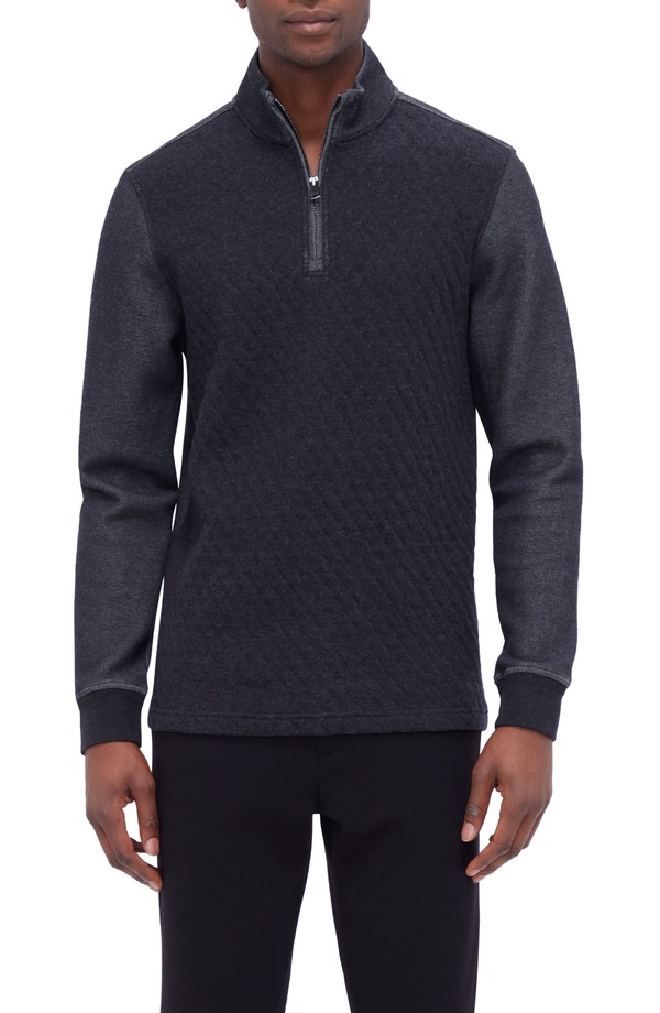 ブガッチ メンズ アウター パーカー・スウェット ハーフジップ Bugatchi Quarter Zipullover Black 黒いこと