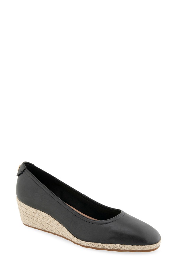 エアロソールズ レディース シューズ 踵 Aerosoles Roma Wedge Pump Black Leather 黒いこと