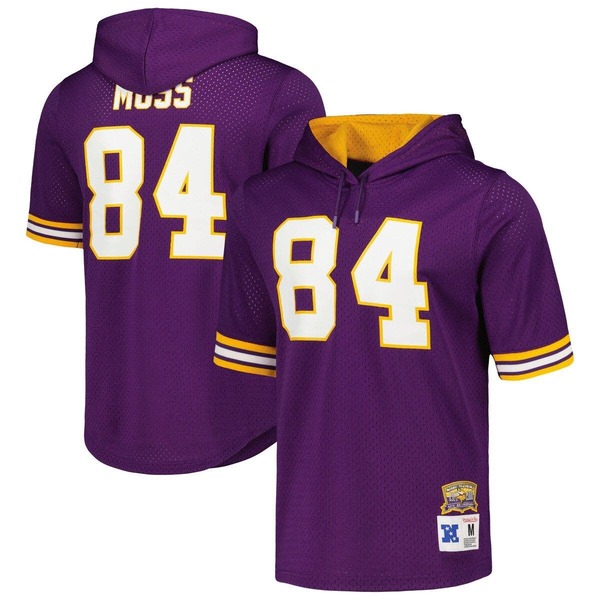 ミッチェル&ネス メンズ トップス Tシャツ メッシュ パーカー Men's Mitchell & Ness Randy Moss Purple Minnesota Vikings Retired Player Name & Number Meshoodie T-Shirt Purple パープル｜ReVida 店