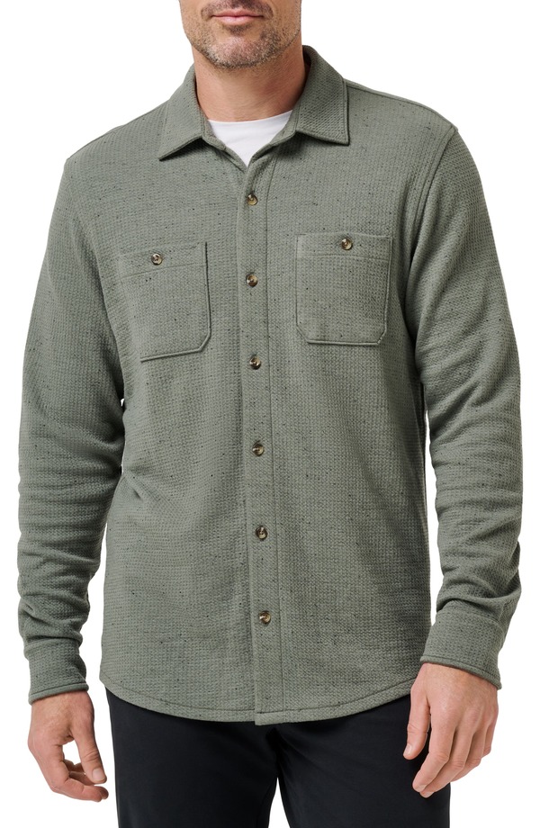 トラビスマヒュー メンズ トップス シャツ ニット TravisMathew Cloud Waffle Knit Button-Up Shirt Dark Olive オリーブ