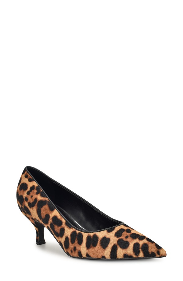 ナインウェスト レディース シューズ 踵 Nine West Sisko Genuine Calf Hair Pointed Toe Kitten Heel Pump Dark Natural