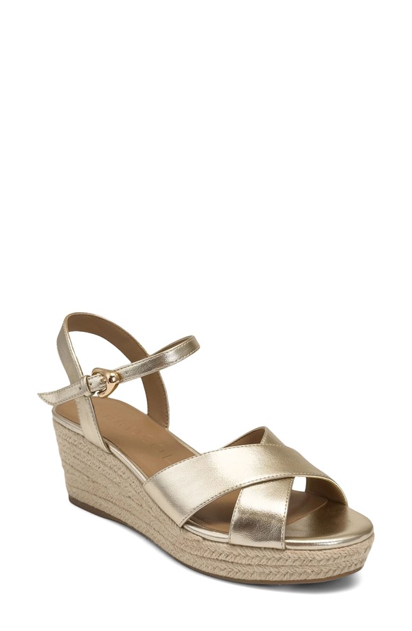 エアロソールズ レディース シューズ 踵 プラットホーム サンダル Aerosoles Casarina Platform Wedge Sandal Soft Gold ゴールド
