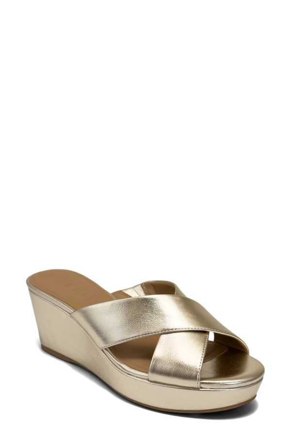 エアロソールズ レディース シューズ 踵 プラットホーム サンダル Aerosoles Cruis Platform Wedge Sandal Soft Gold ゴールド