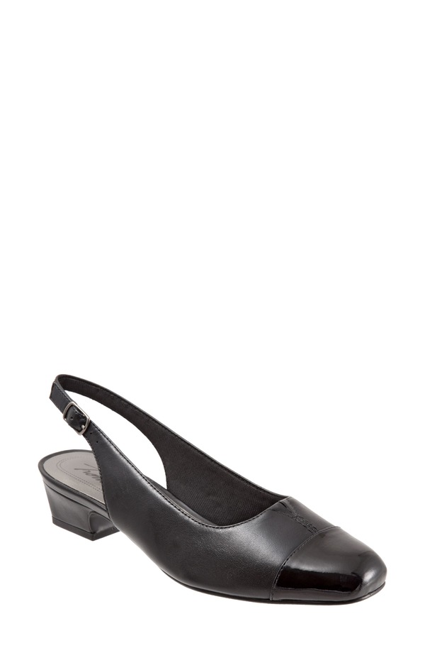 トロッターズ レディース シューズ 踵 Trotters \u0027Dea\u0027 Slingback Black Leather / Black Patent 黒いこと