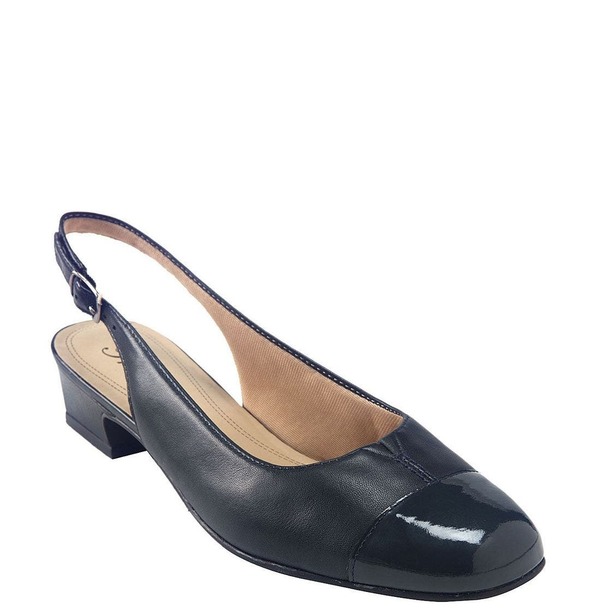 トロッターズ レディース シューズ 踵 Trotters \u0027Dea\u0027 Slingback Navy Leather / Navy Patent 米国海軍