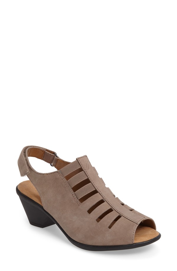 コンフォーティバ レディース シューズ 踵 サンダル Comfortiva Faye Sandal Grey Nubuck Leather 薄墨色