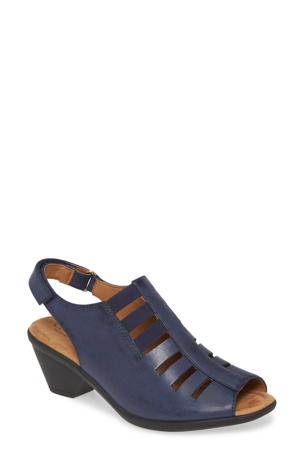 コンフォーティバ レディース シューズ 踵 サンダル Comfortiva Faye Sandal Peacoat Navy Leather 米国海軍