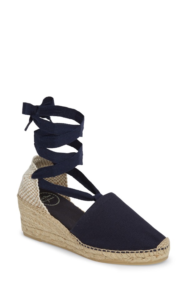 トニーポンズ レディース シューズ サンダル Toni Pons Valencia Wraparound Espadrille Wedge Navy Fabric ネイビー
