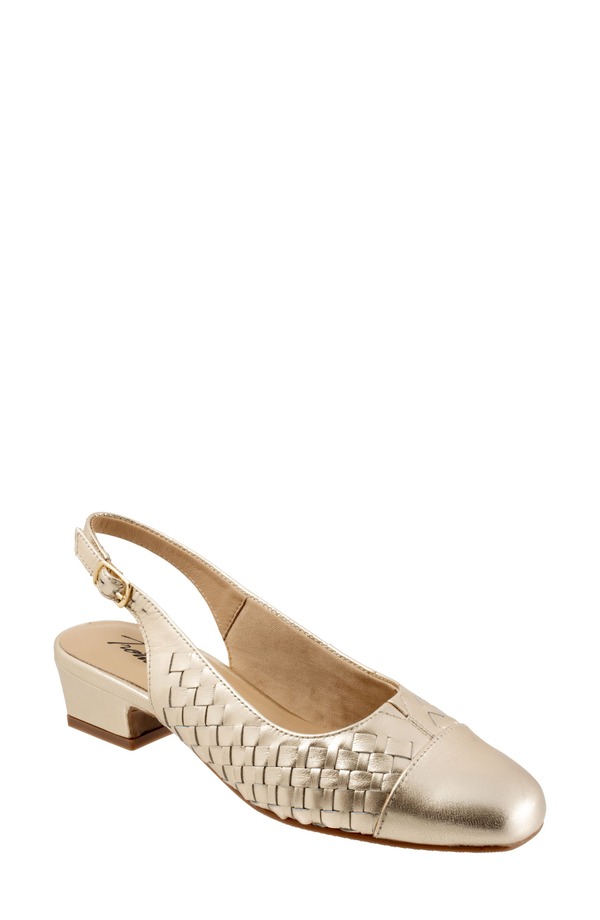 トロッターズ レディース シューズ 踵 Trotters Dea Woven Slingback Pump Champagne 三鞭酒