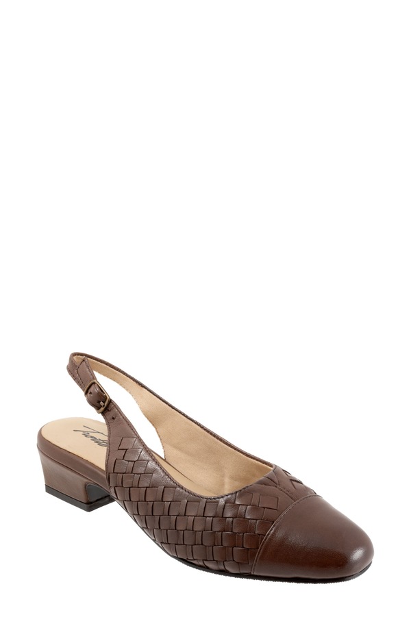 トロッターズ レディース シューズ 踵 Trotters Dea Woven Slingback Pump Dark Brown 赤銅色