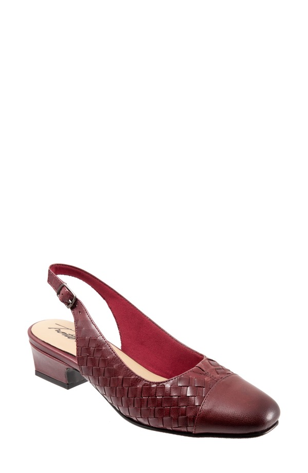 トロッターズ レディース シューズ 踵 Trotters Dea Woven Slingback Pump Dark Red 赤いこと