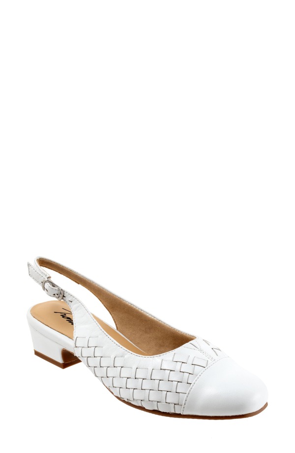 トロッターズ レディース シューズ 踵 Trotters Dea Woven Slingback Pump White 白いこと