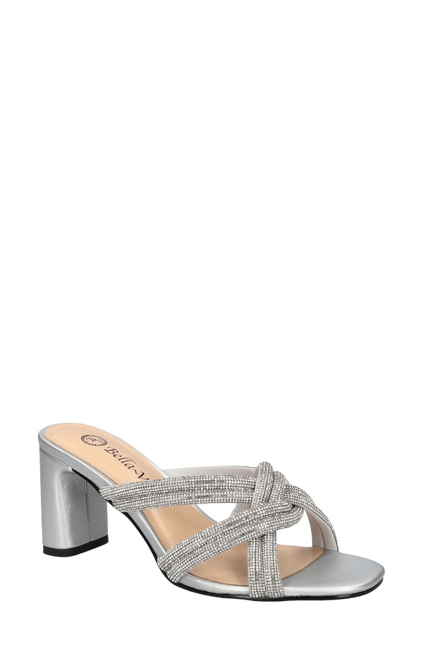 ベラヴィータ レディース シューズ 踵 サンダル Bella Vita Carmen Crystal Sandal Silver Suede しろがね色
