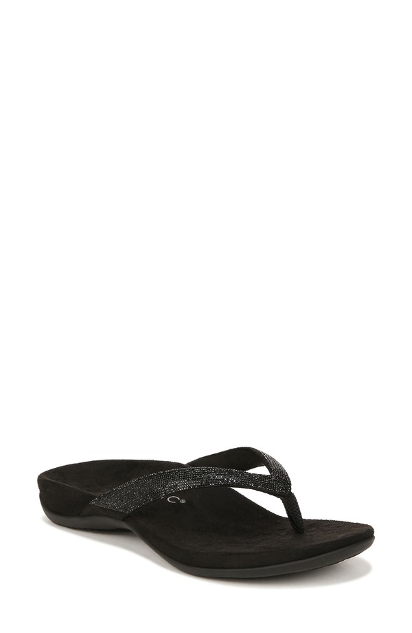 バイオニック レディース シューズ サンダル Vionic Dillon Shine Flip Flop Black ブラック