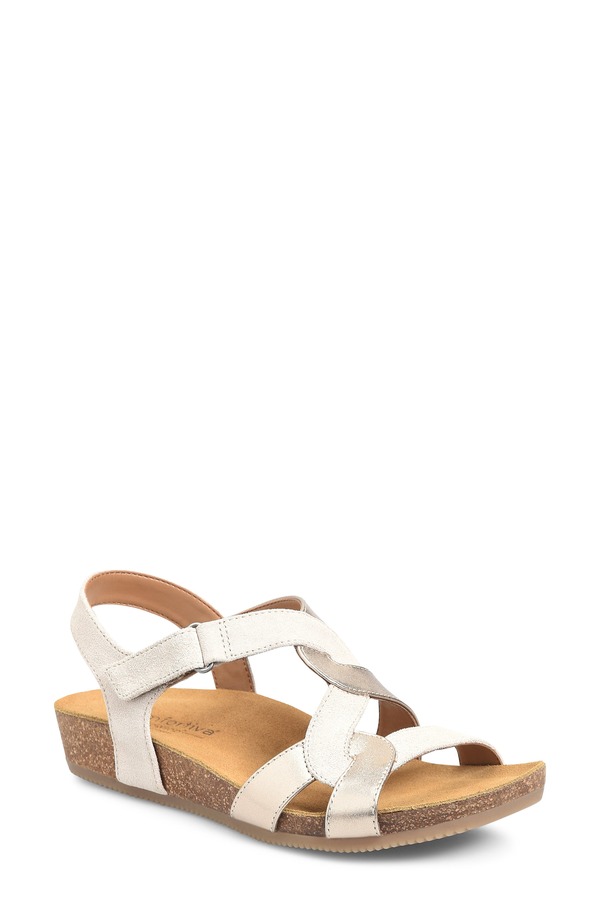 コンフォーティバ レディース シューズ サンダル Comfortiva Garner Wedge Sandalight Natural/ Gold ゴールド｜ReVida 店