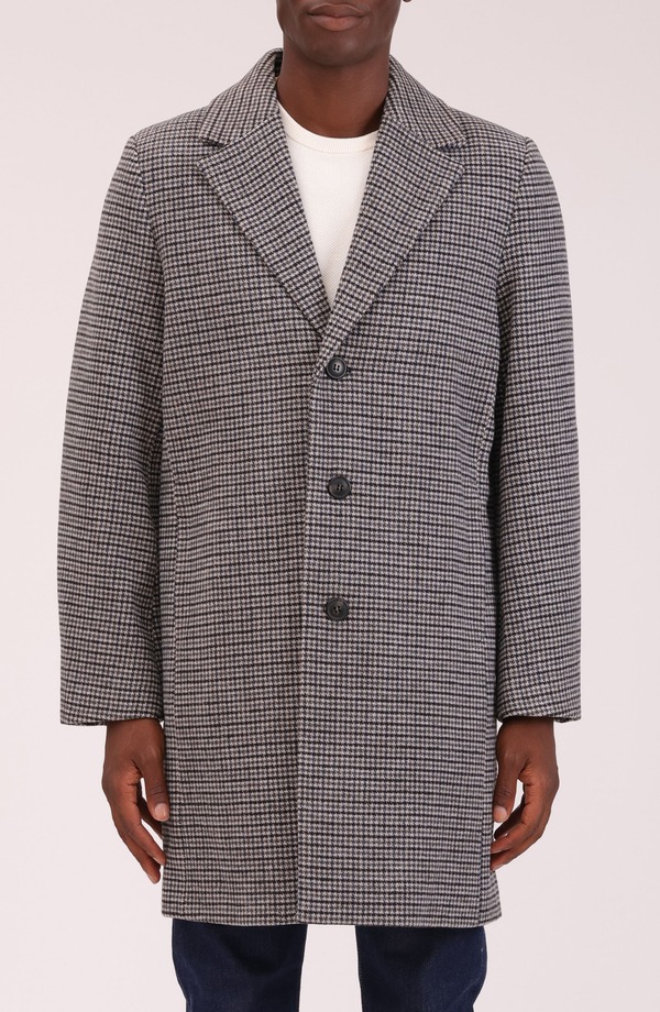 バガテル メンズ アウター 上衣・上衣 厚地の外套 Bagatelle Houndstooth Topcoat Grey-Navy Houndstooth 薄墨色