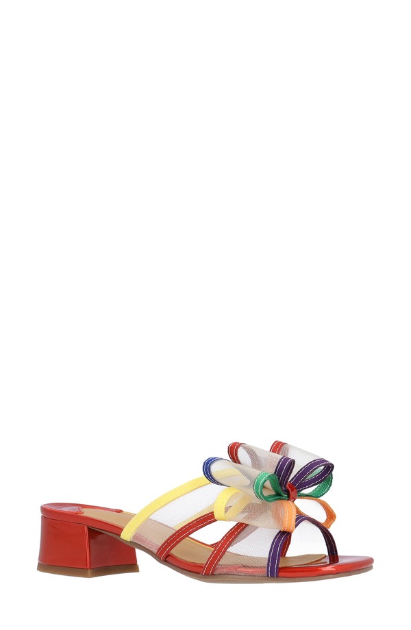 ジェイレニー レディース シューズ 踵 サンダル J. Rene Finola Block Heel Sandal - Multiple Widths Available Bright Multi マルチ色つや